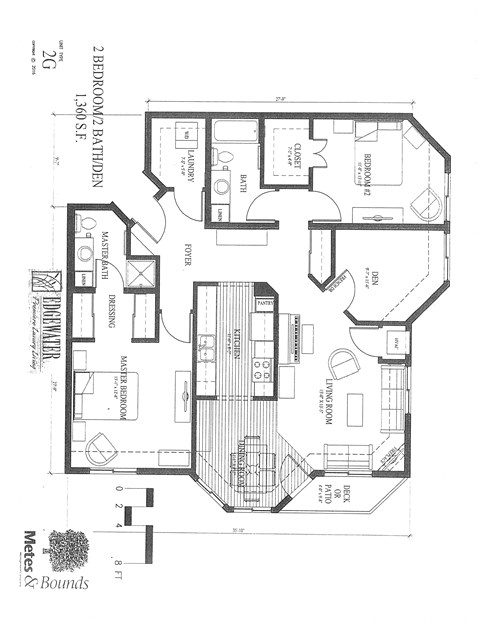 Floor plan for 2 beds, 2 baths, 1360 sqft